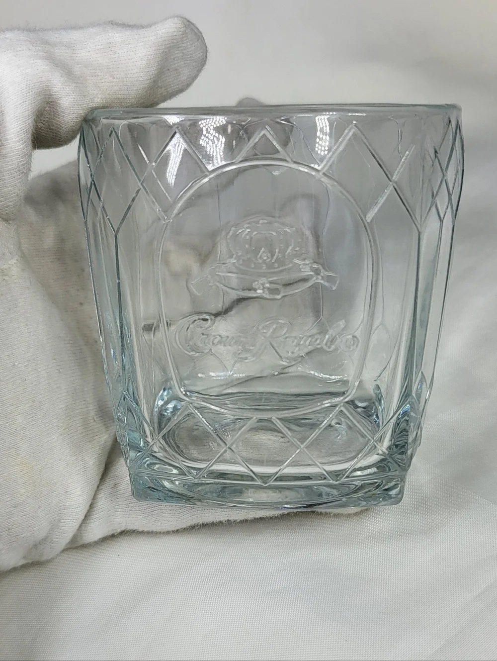 Crown Royal Embossed Diamond Pattern Low Ball Whiskey Glass 10oz